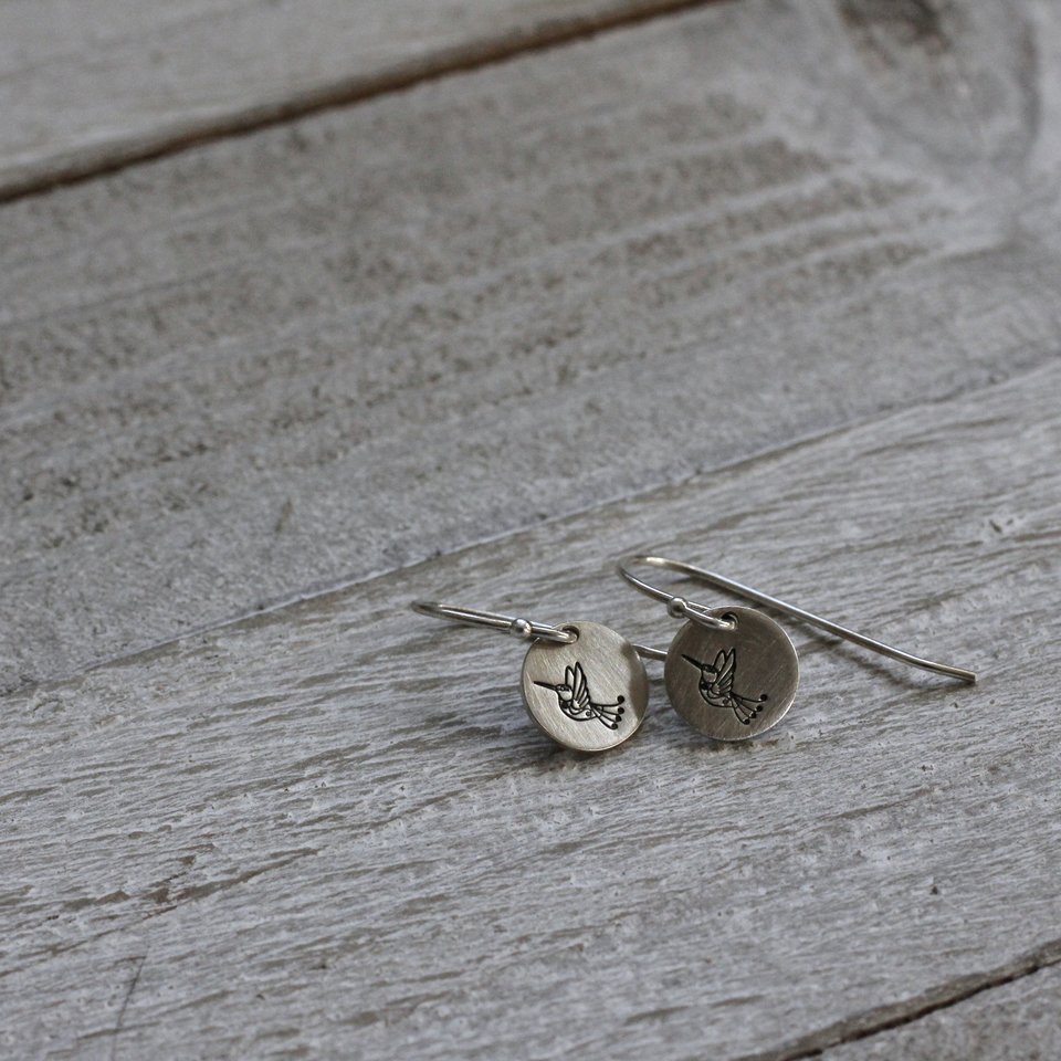 Tiny Sterling Silver Hummingbird Earrings