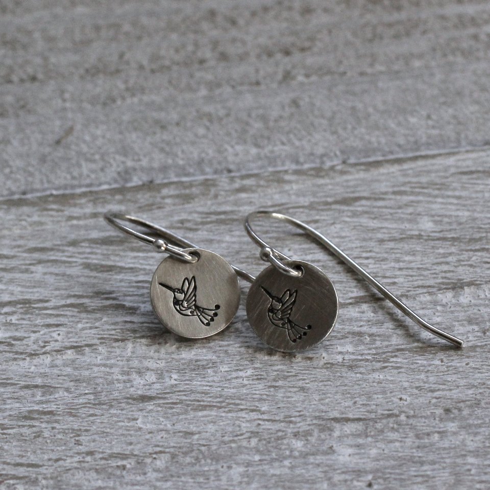 Tiny Sterling Silver Hummingbird Earrings