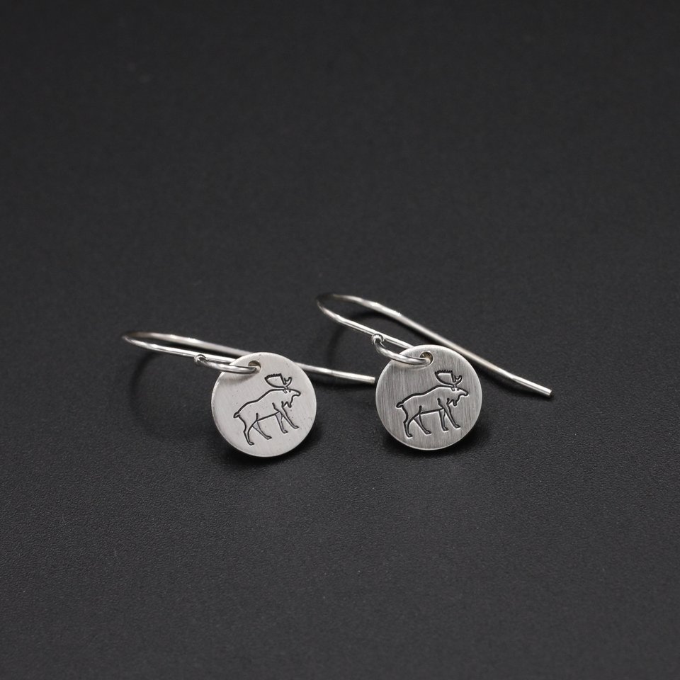 Tiny Sterling Silver Moose Earrings