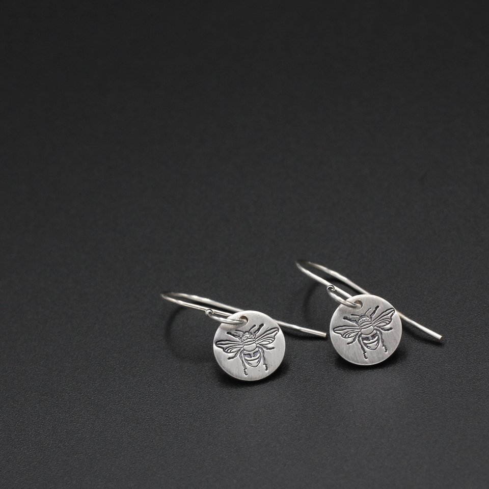 Tiny Sterling Silver Bee Earrings
