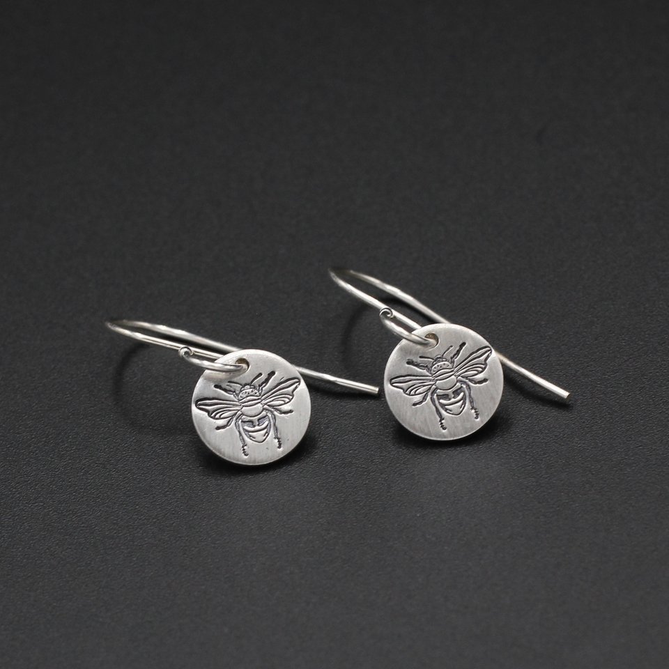 Tiny Sterling Silver Bee Earrings