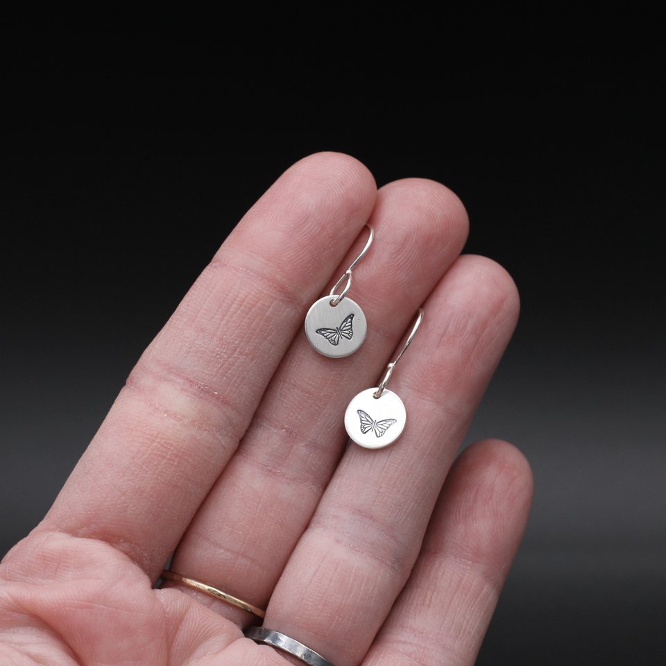 Tiny Sterling Silver Butterfly Earrings