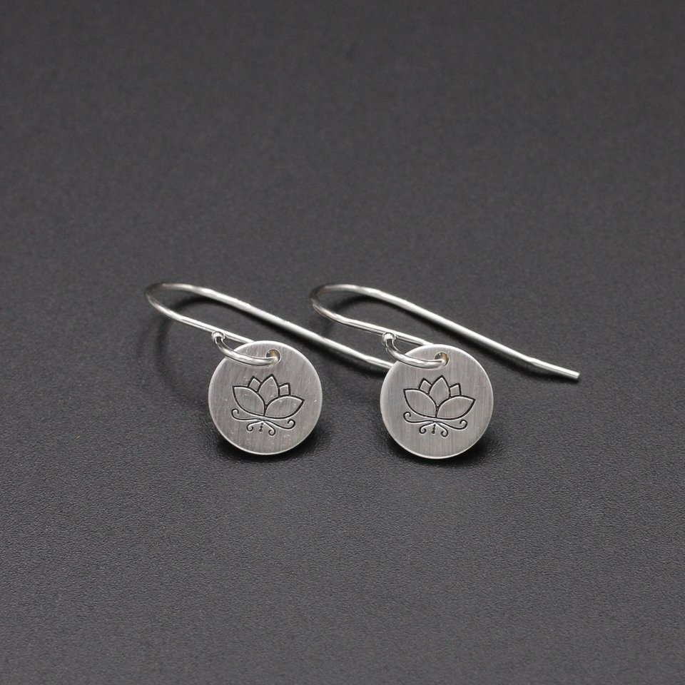 Tiny Sterling Silver Lotus Flower Earrings