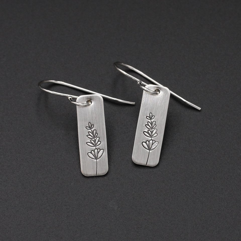 Lavender Flower Earrings in Sterling Silver