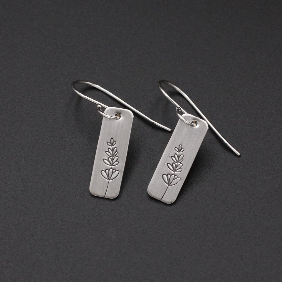 Lavender Flower Earrings in Sterling Silver