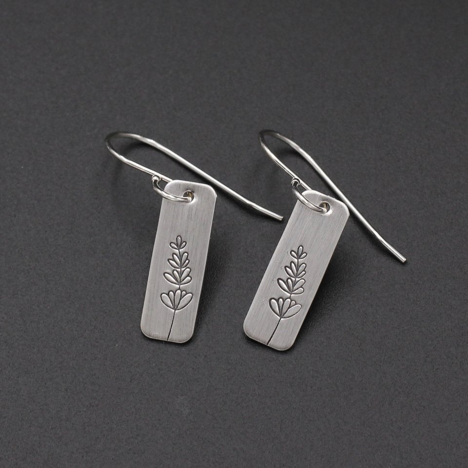 Lavender Flower Earrings in Sterling Silver