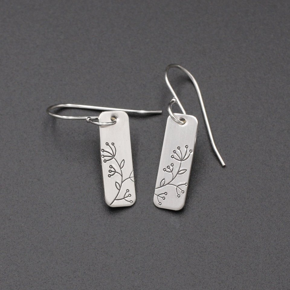 Queen Anne's Lace Flower Earrings in Sterling Silver