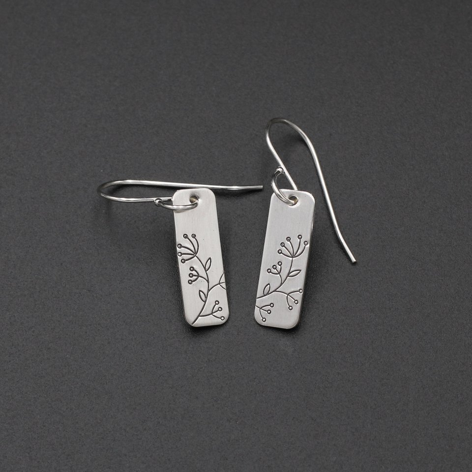 Queen Anne's Lace Flower Earrings in Sterling Silver