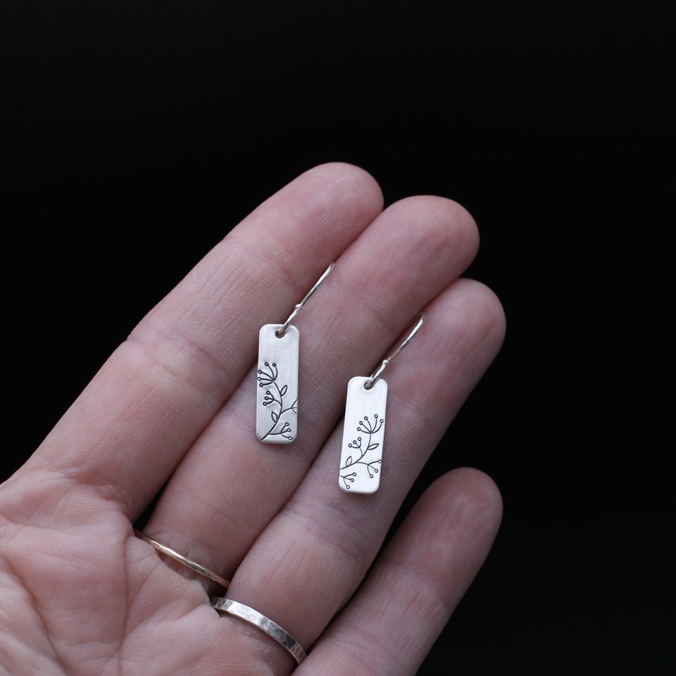 Queen Anne's Lace Flower Earrings in Sterling Silver