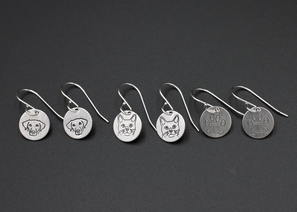 Small Sterling Silver Pet Earrings