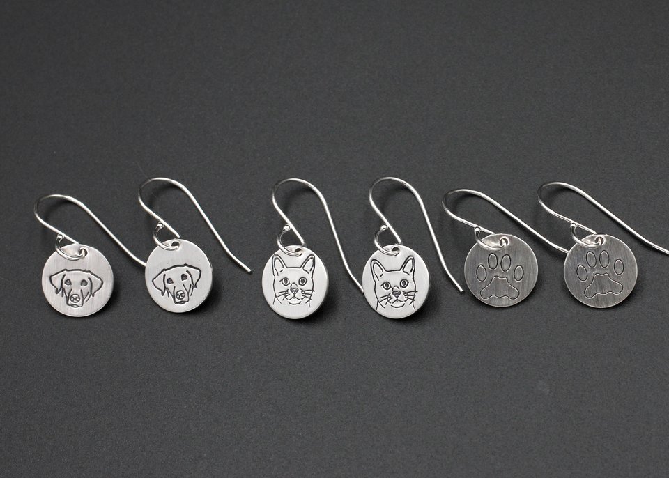 Small Sterling Silver Pet Earrings