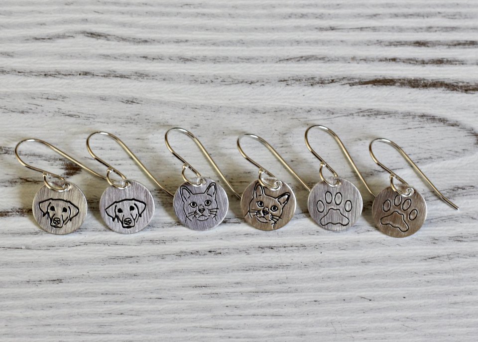 Small Sterling Silver Pet Earrings