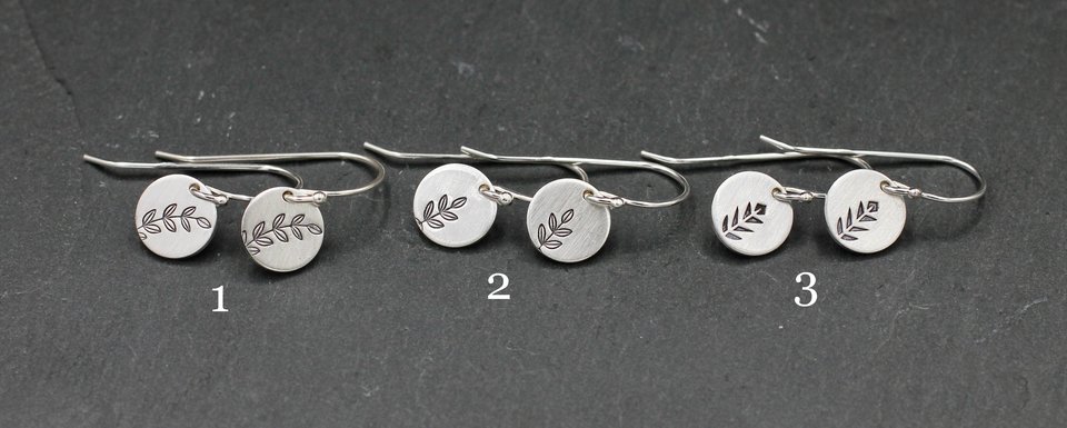 Itty Bitty Leaf Earrings, Tiny Sterling Silver Earrings, Gifts for Girls, Women, Hand Stamped