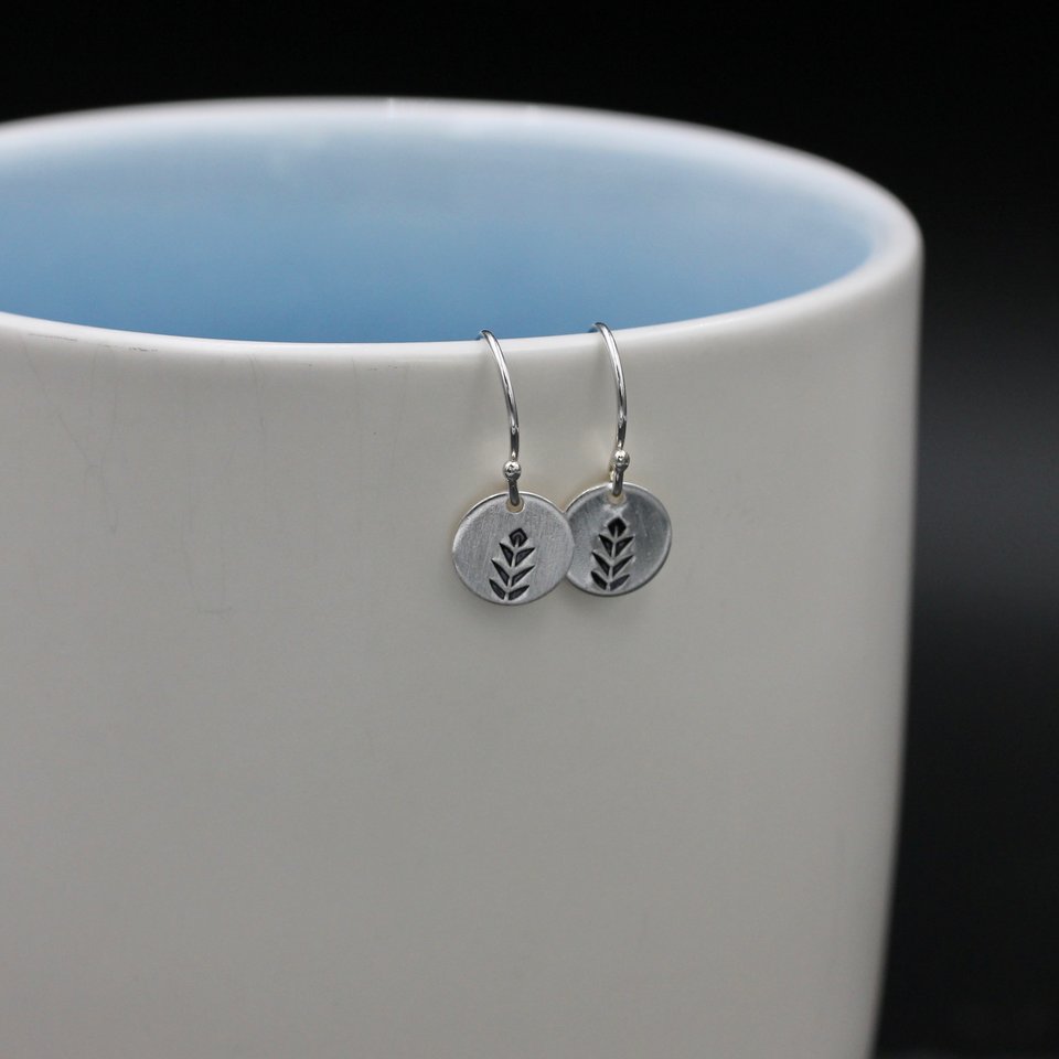 Itty Bitty Leaf Earrings, Tiny Sterling Silver Earrings, Gifts for Girls, Women, Hand Stamped