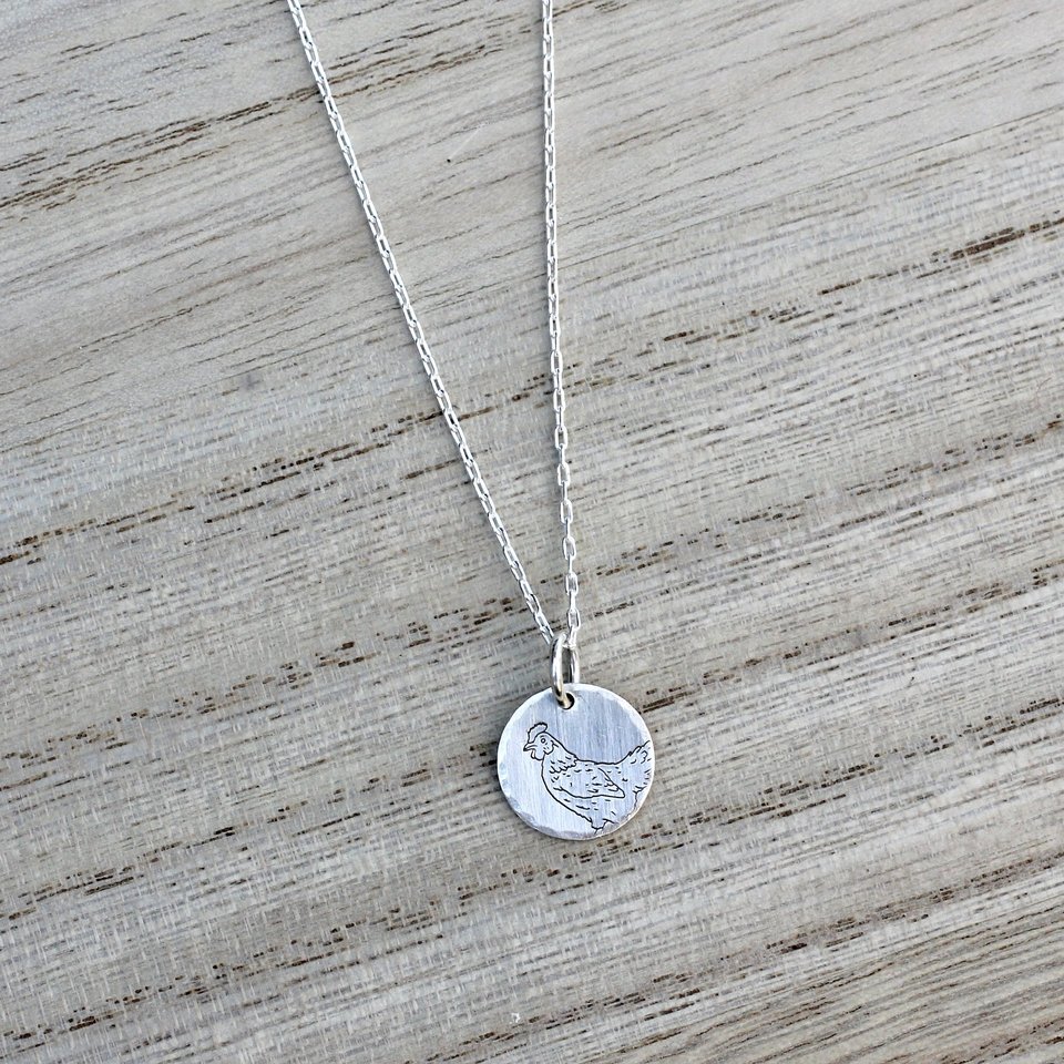 Tiny Chicken Necklace in Sterling Silver