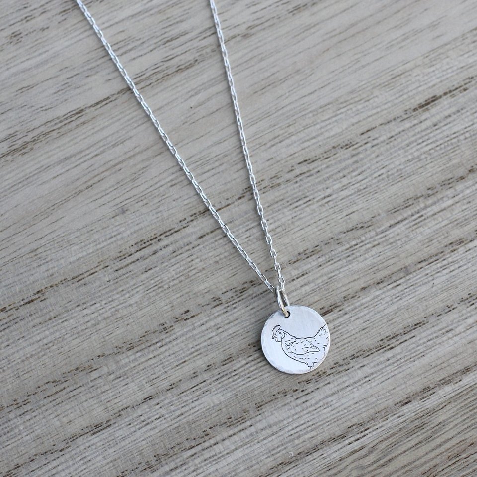 Tiny Chicken Necklace in Sterling Silver