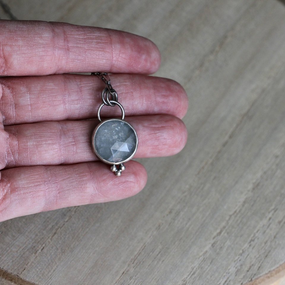 Light Grey Sapphire and Sterling Silver Necklace