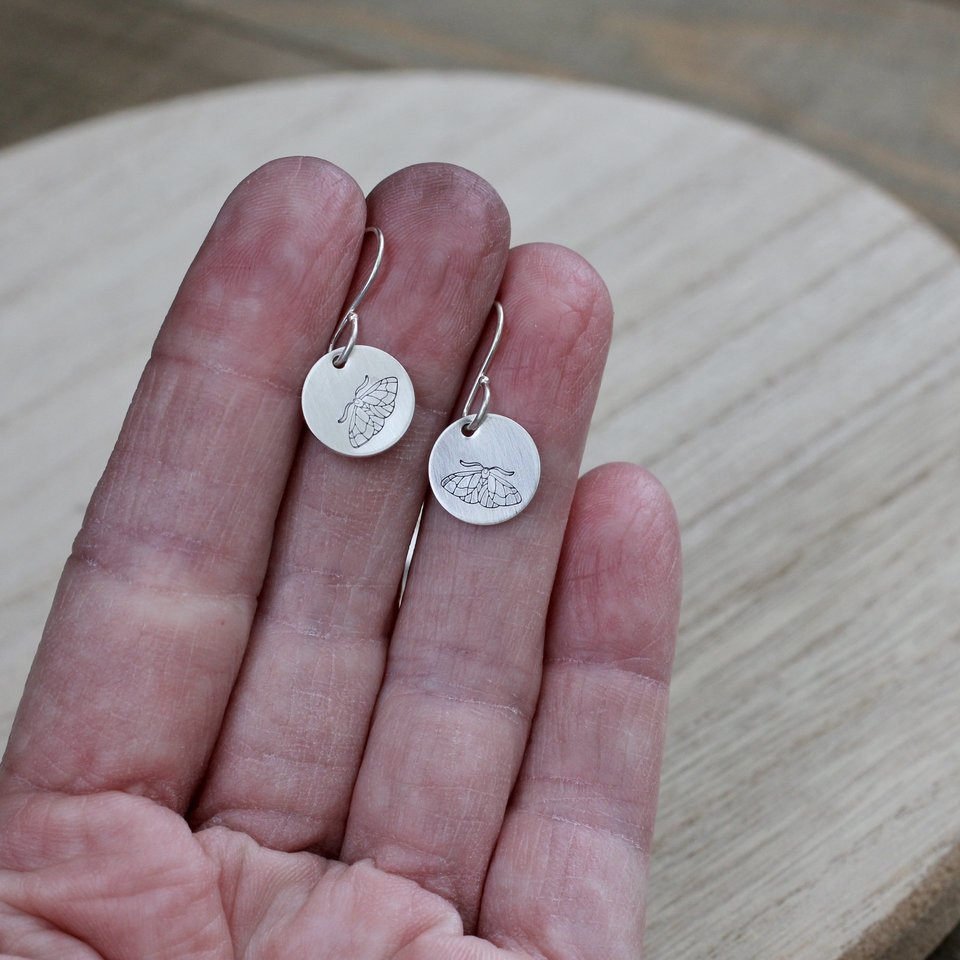 Little Sterling Silver Moth Earrings