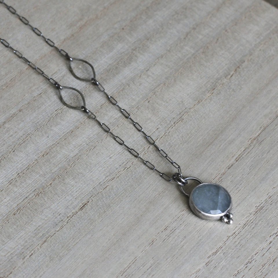 Light Grey Sapphire and Sterling Silver Necklace