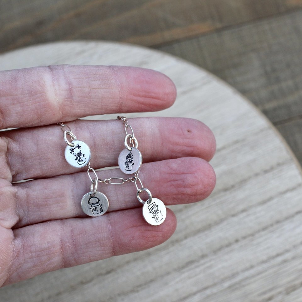 Tiny Sterling Silver Snowman Necklace