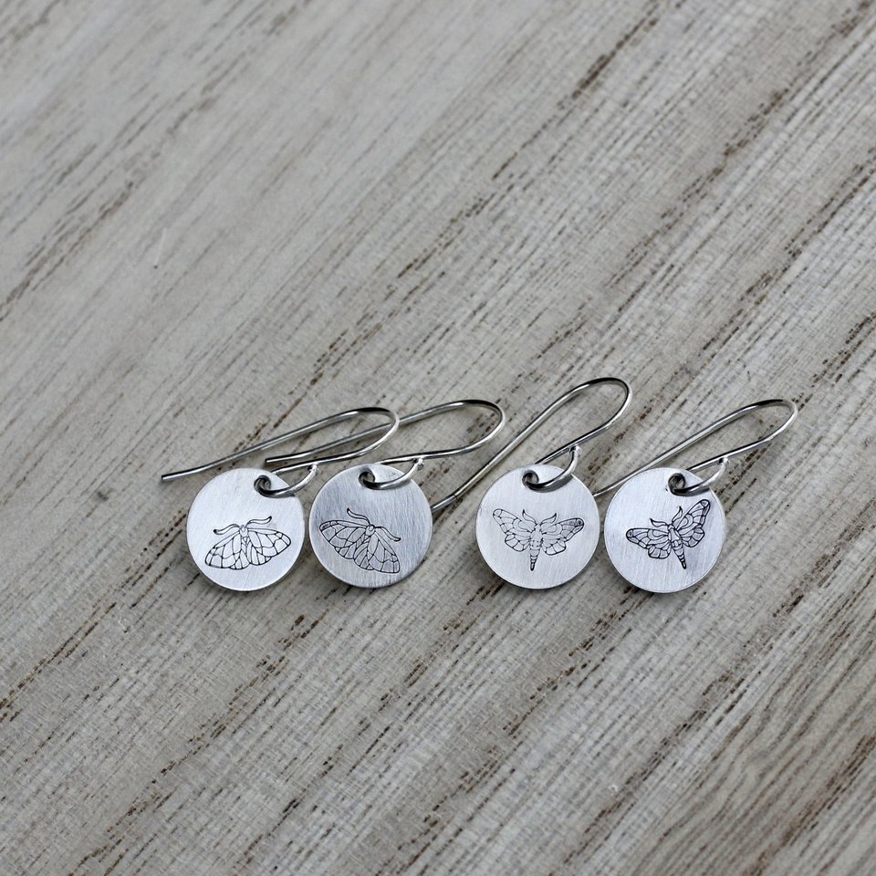 Little Sterling Silver Moth Earrings