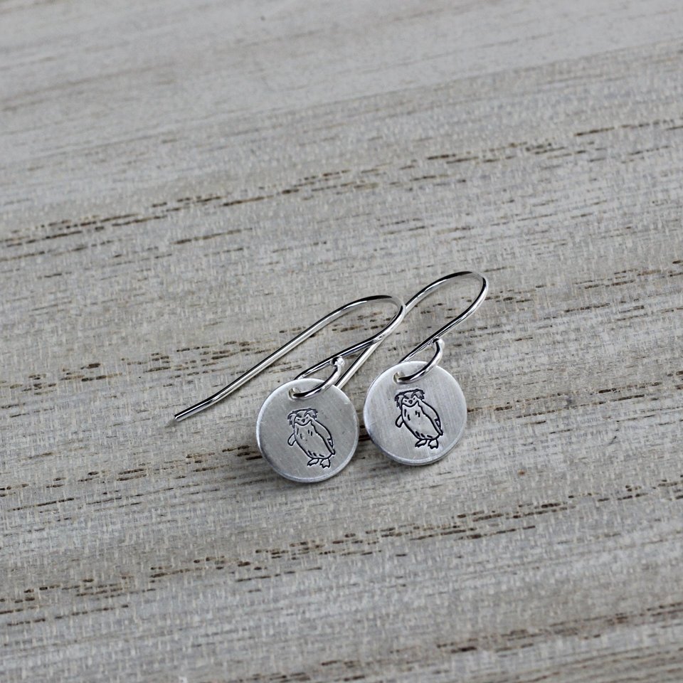 Tiny Sterling Silver Penguin Earrings