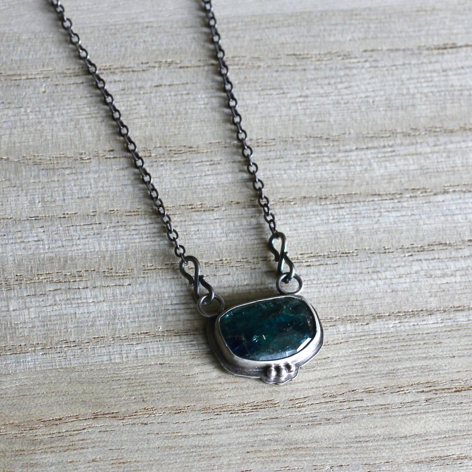 Blue Kyanite Pendant Necklace in Sterling Silver