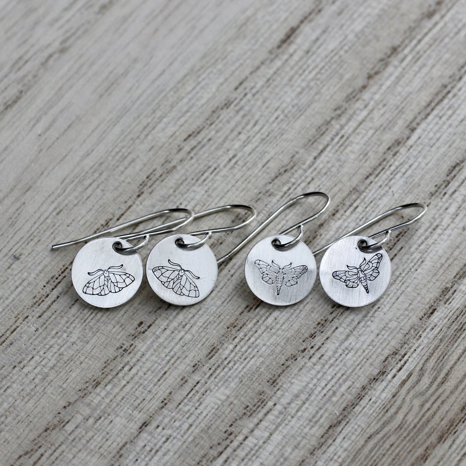 Little Sterling Silver Moth Earrings