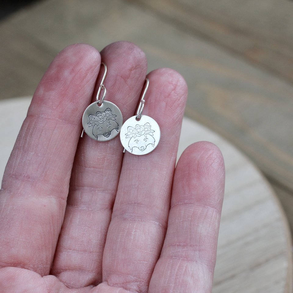 Little Flower Animal Earrings in Sterling Silver