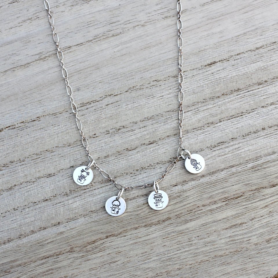 Tiny Sterling Silver Snowman Necklace