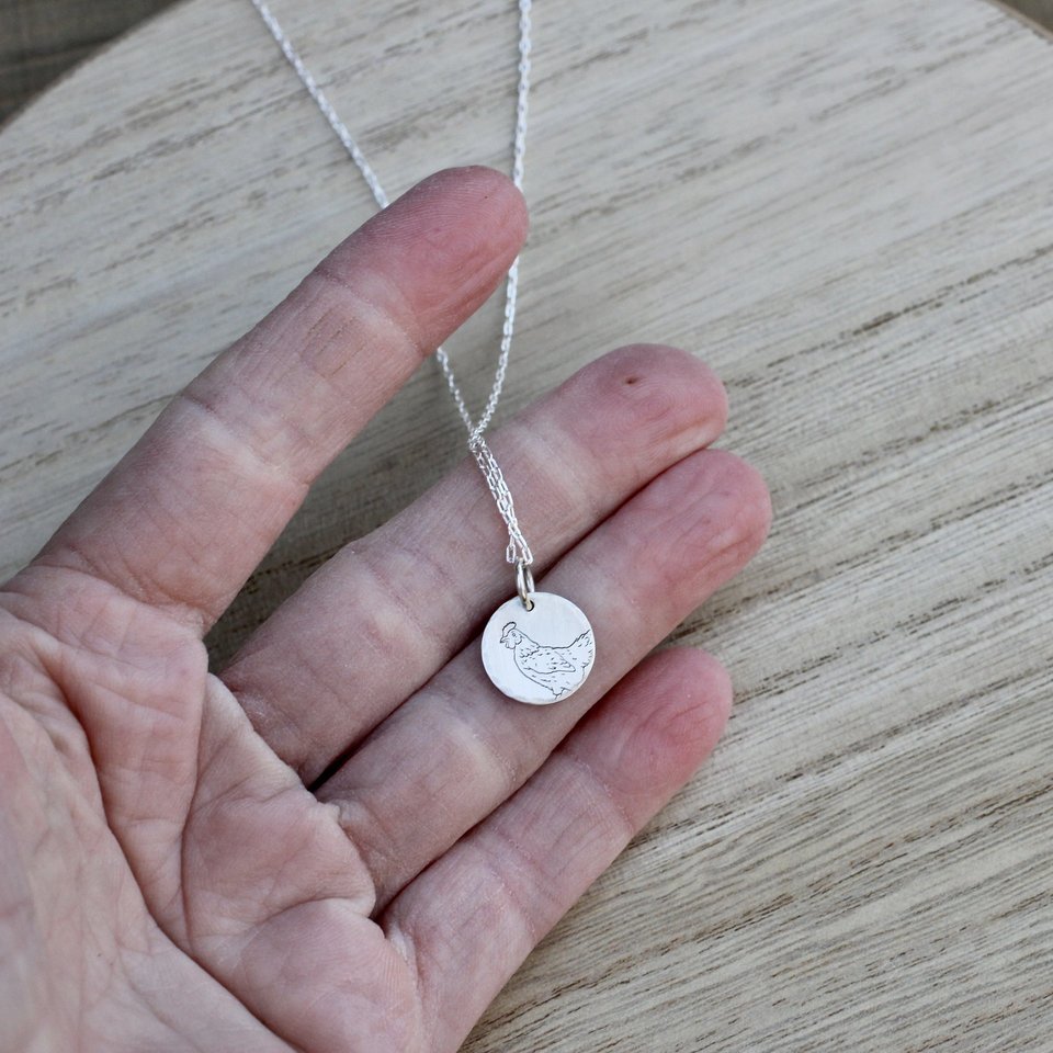 Tiny Chicken Necklace in Sterling Silver