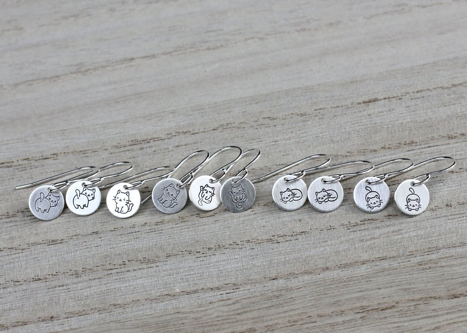 Tiny Sterling Silver Cat Earrings