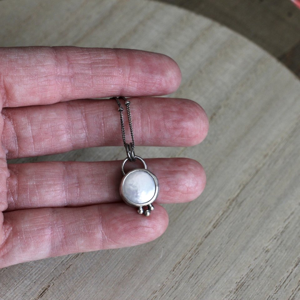 Delicate Coin Pearl and Sterling Silver Necklace