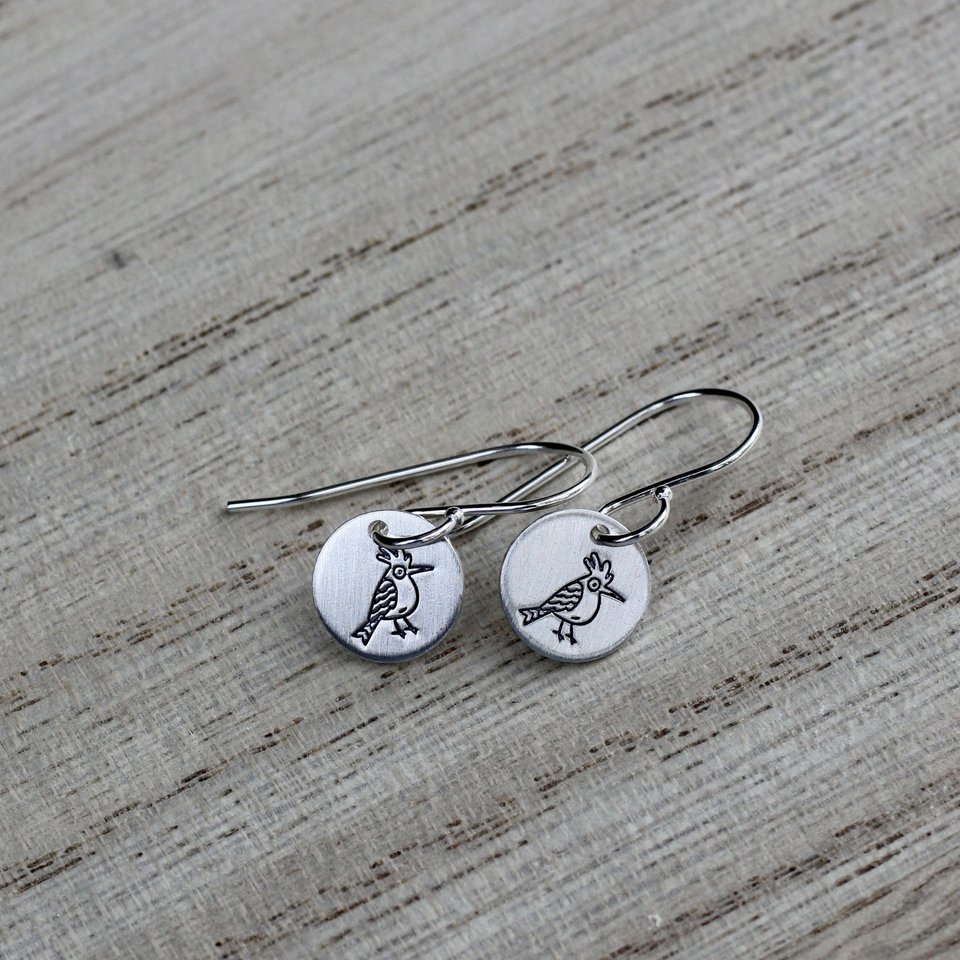 Tiny Sterling Silver Woodpecker Earrings