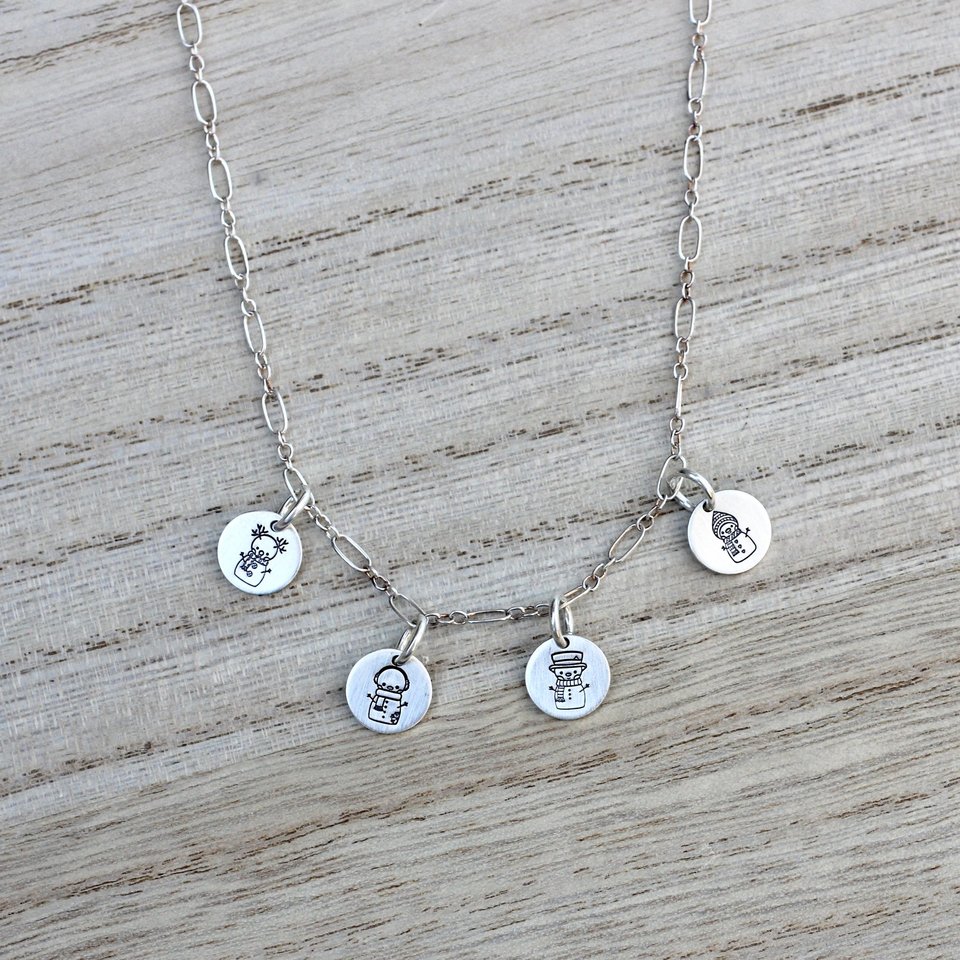 Tiny Sterling Silver Snowman Necklace