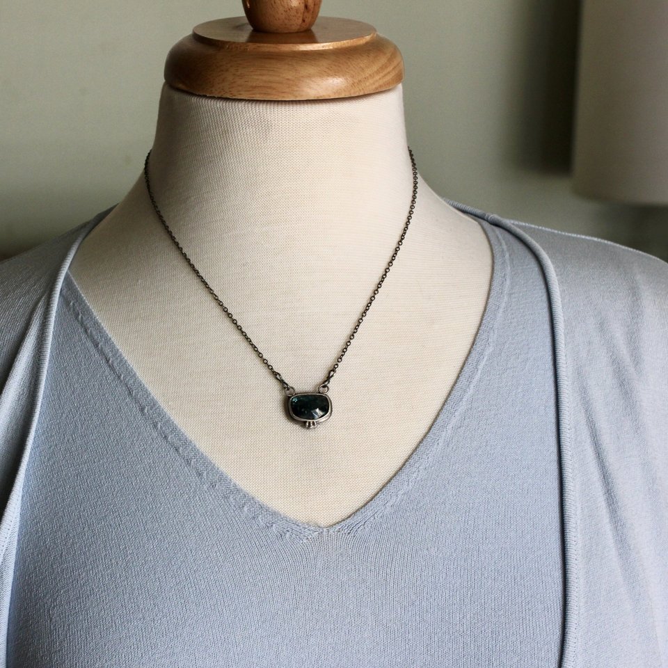 Blue Kyanite Pendant Necklace in Sterling Silver