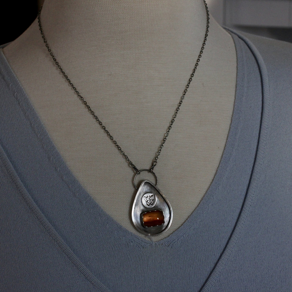 Sterling Silver and Carnelian Butterfly Necklace