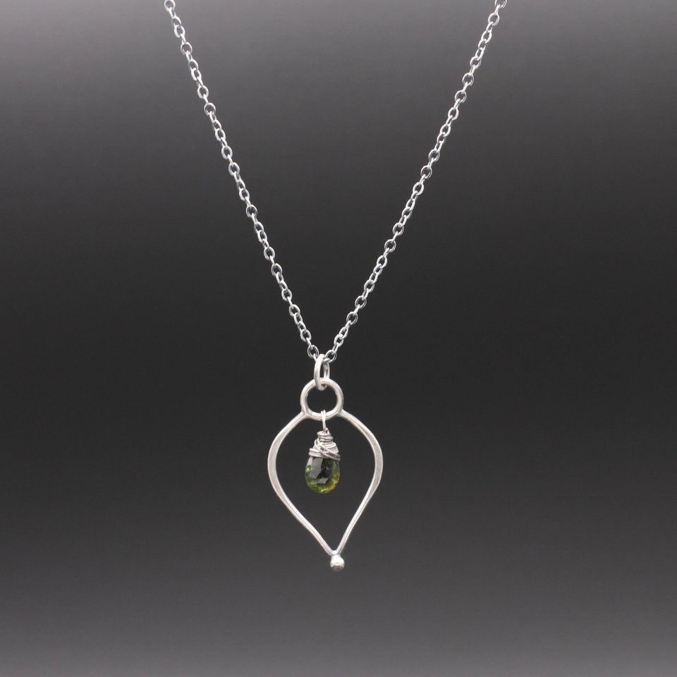 Chrome Diopside and Sterling Silver Petal Necklace