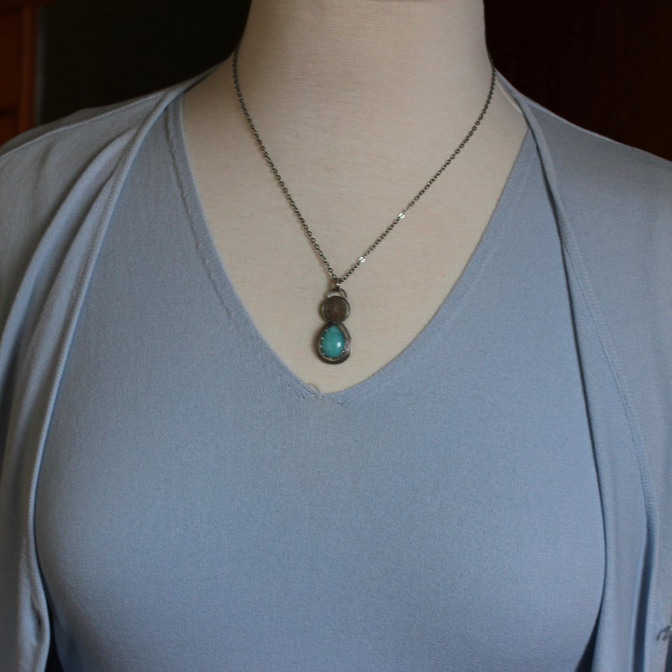 Amazonite and Sand Dollar Sterling Silver Necklace