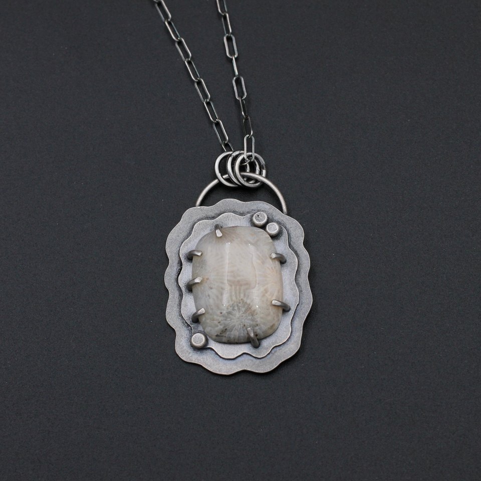 Fossil Coral and Sterling Silver Necklace