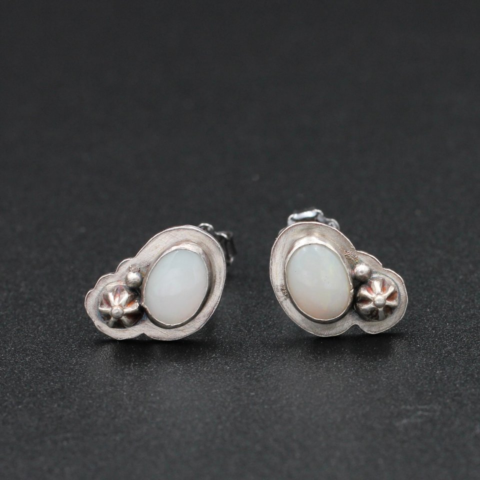 Opal and Sterling Silver Stud Earrings