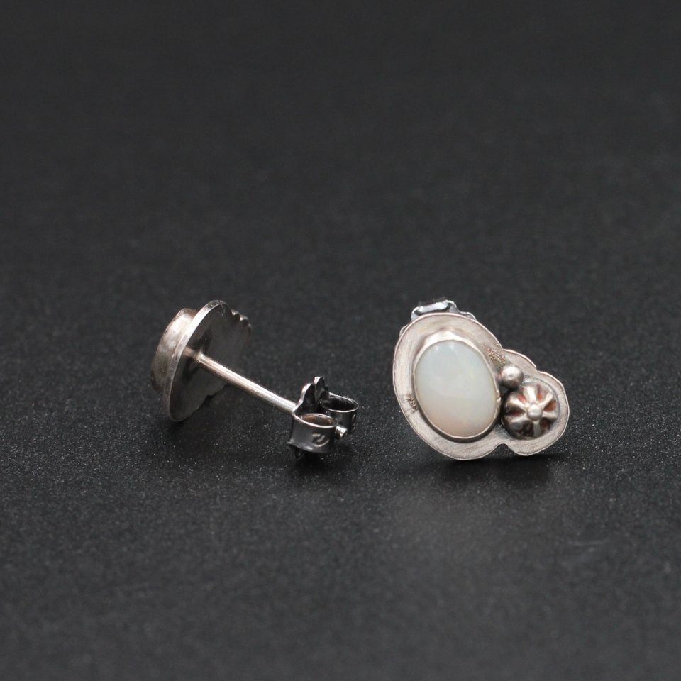 Opal and Sterling Silver Stud Earrings