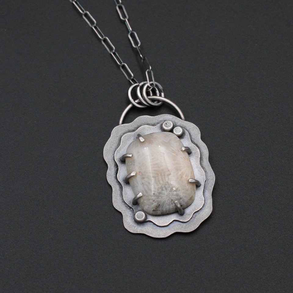 Fossil Coral and Sterling Silver Necklace
