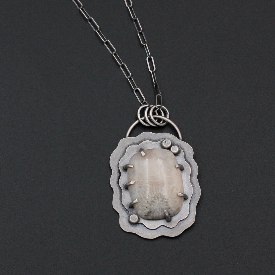 Fossil Coral and Sterling Silver Necklace