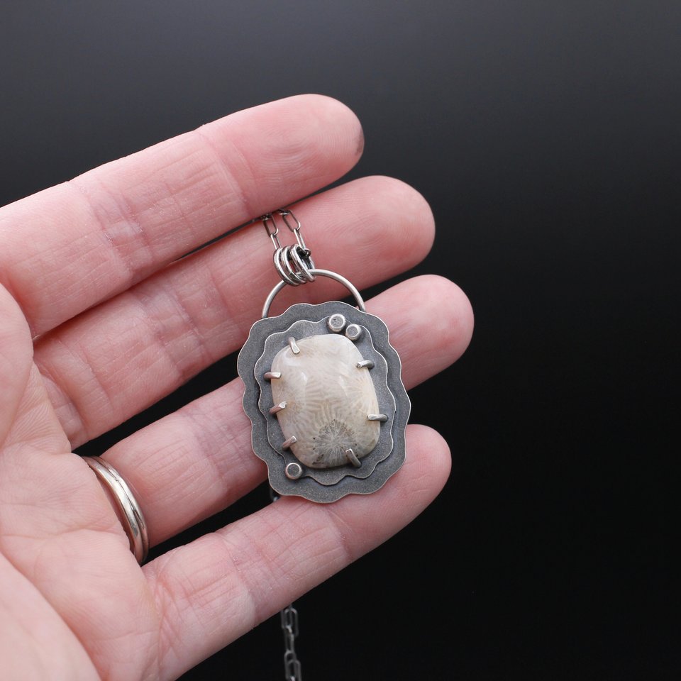 Fossil Coral and Sterling Silver Necklace