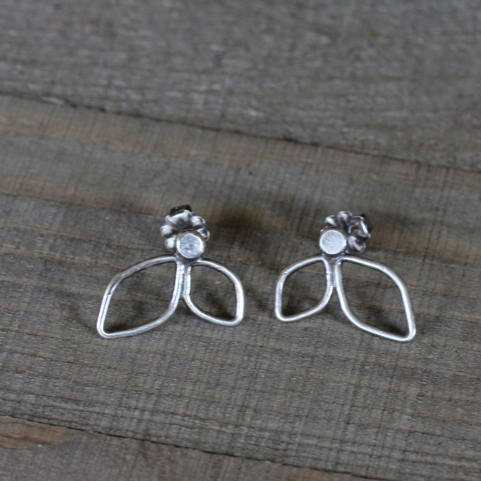 Sterling Silver Leaf Stud Earrings