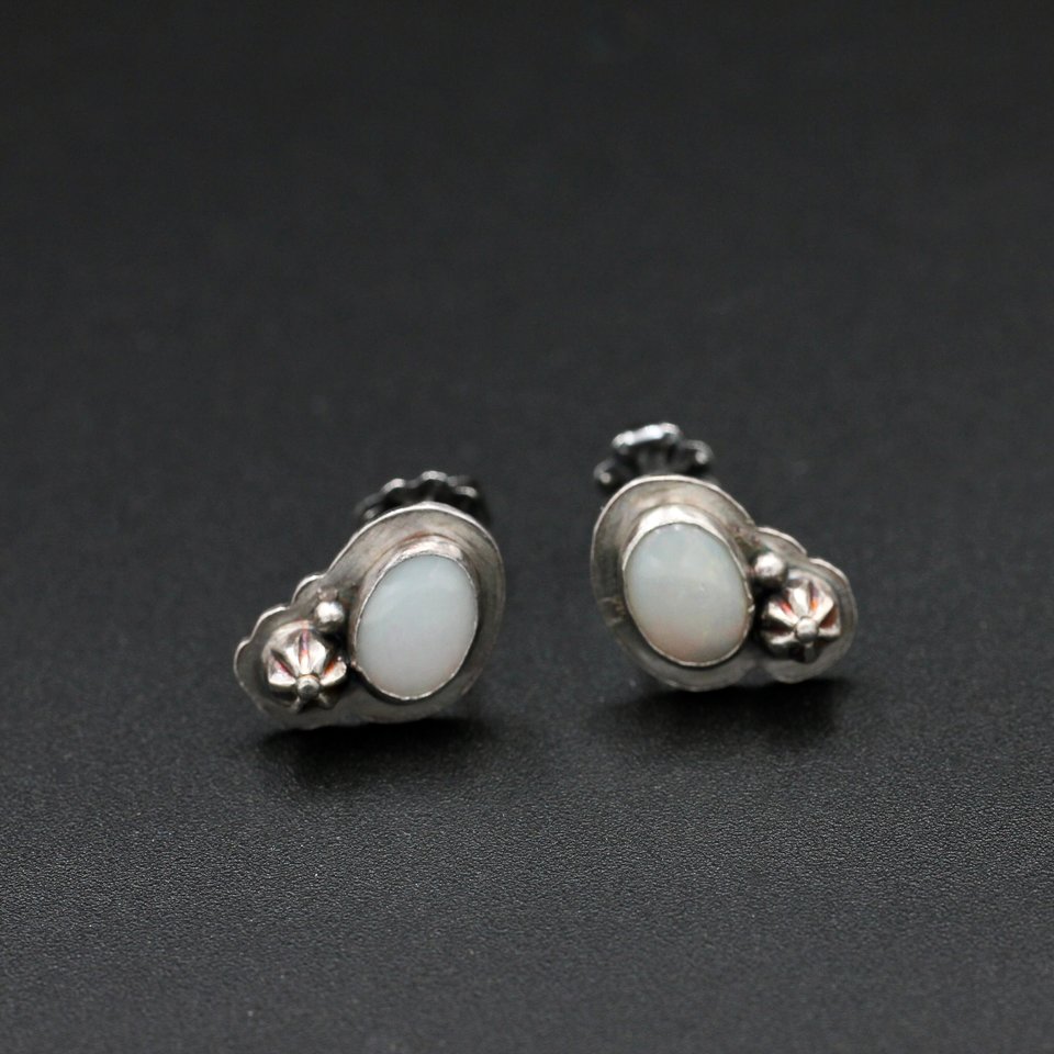 Opal and Sterling Silver Stud Earrings