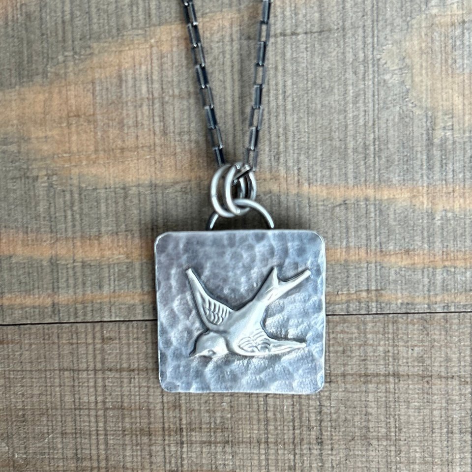 Oxidized Sterling Silver Bird Necklace
