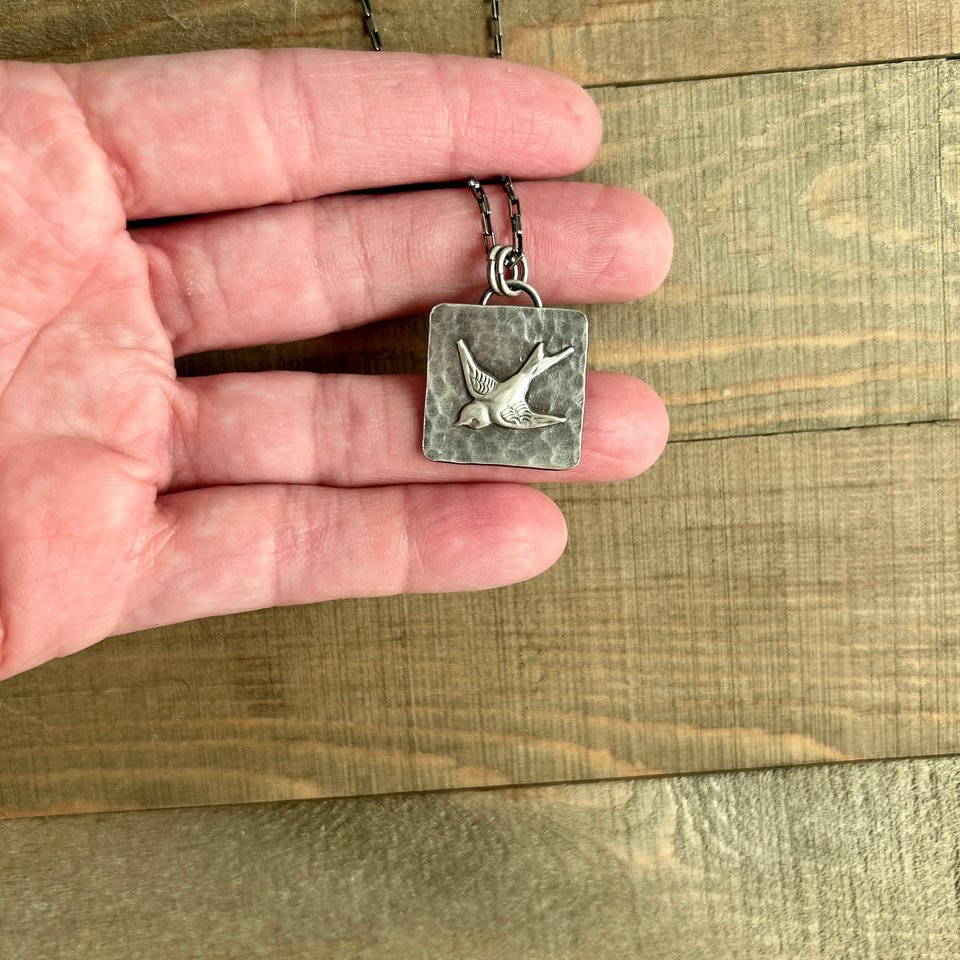 Oxidized Sterling Silver Bird Necklace