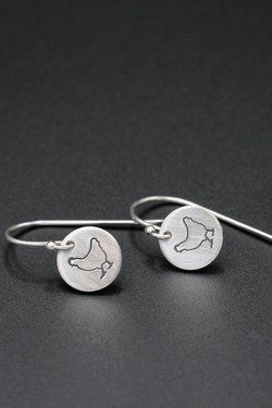 Tiny Sterling Silver Chicken Earrings